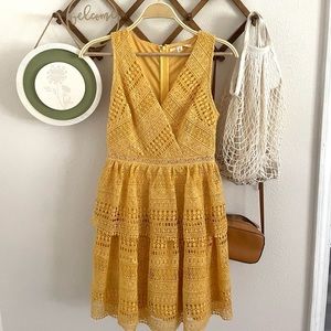 Summer Yellow lace tiered dress
